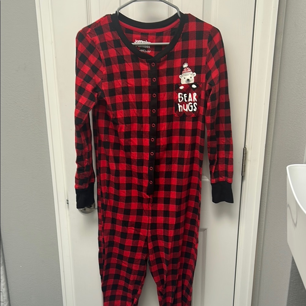 Jumping Beans Red and Black Buffalo Plaid Footies